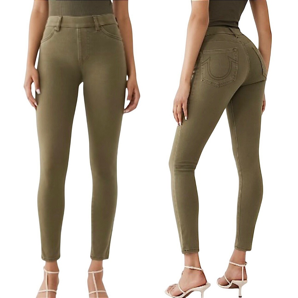 True Religion The Runaway‎ Leggings SMALL Green Y2k Earth Tones Neutral NWT